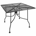 American Tables & Seating 36'' Square Dark Grey Metal Mesh Outdoor Table with Umbrella Hole 132ATSALM363